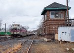 Inbound #5422 passes the old Ayer Tower 